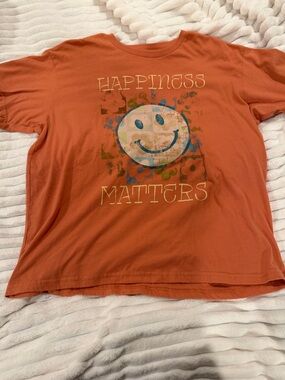 Kids Orange "Happiness Matters" Graphic Tee